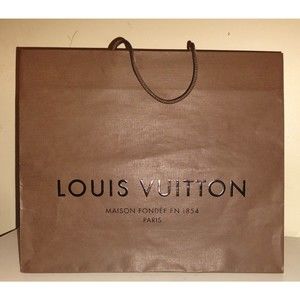 Louis Vuitton Medium Designer Paper Gift Shopping Bag 15 3/4” X 13” Dark Brown